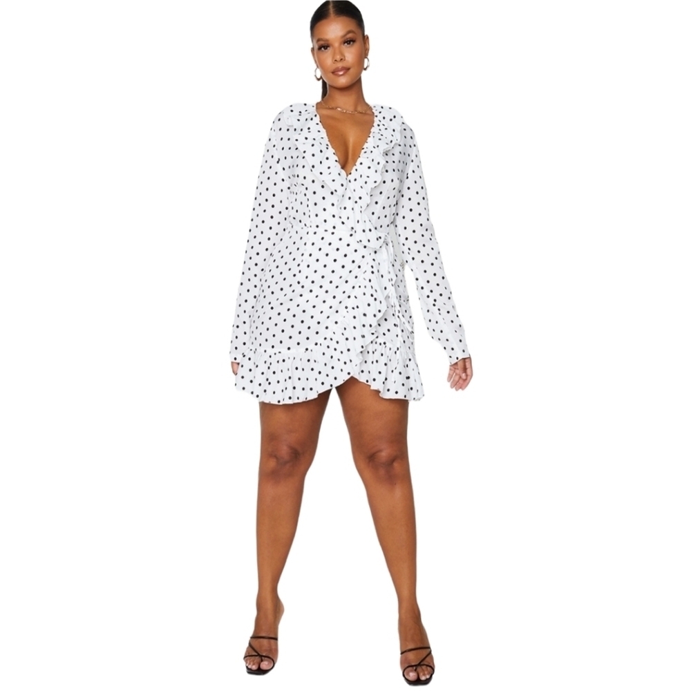 Plus Polka Dot Wrap Dress